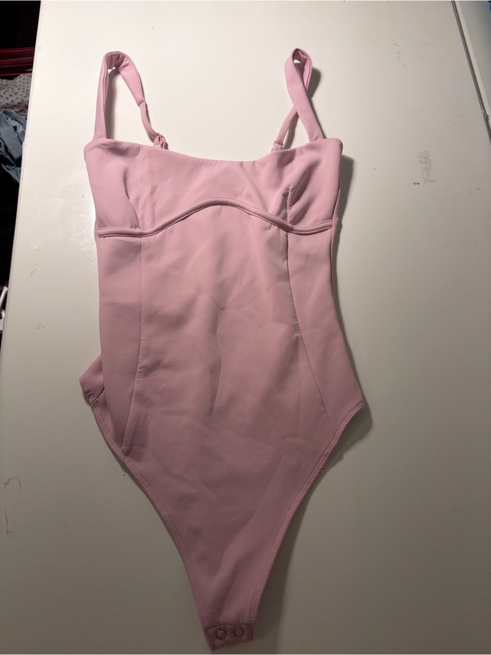 Women’s ' Pink One-Piece Body Suit with Adjustable Straps
